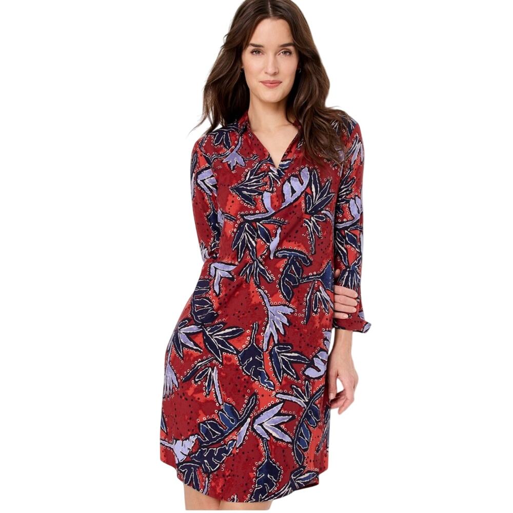 NIC+ZOE $188 AUTUMN LEAVES LIVE IN Floral Casual DRESS Size L - Picture 2 of 6